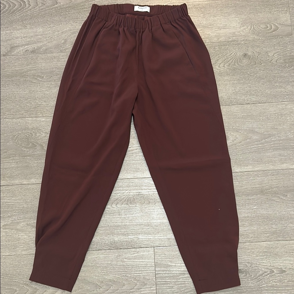 Babaton Maroon Elastic Waist Trousers